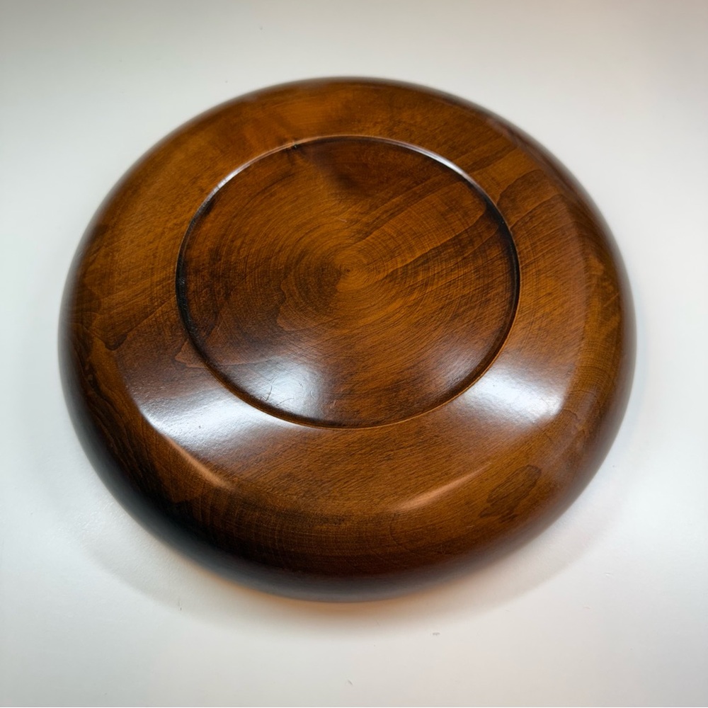 Vintage Folk Art Japanese Mid Century Intricate Laquared Hand Carved Wood Plate - Picture 11 of 12